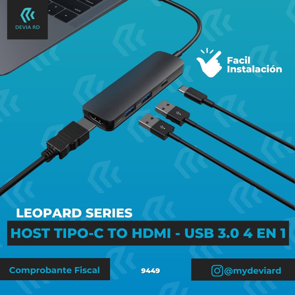 DEVIA TYPE-C TO HDMI USB3.0*2+PD 4 IN 1 HUB LEOPARD