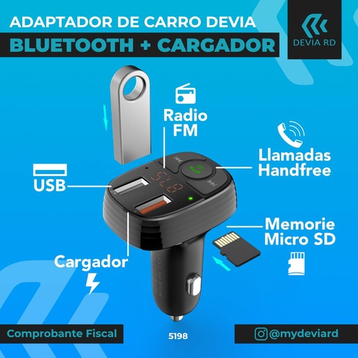 [Cargador de Vehiculo USB de 2 Puertos FM] DEVIA SMART SERIES FM TRANSMISSION CAR CHARGER