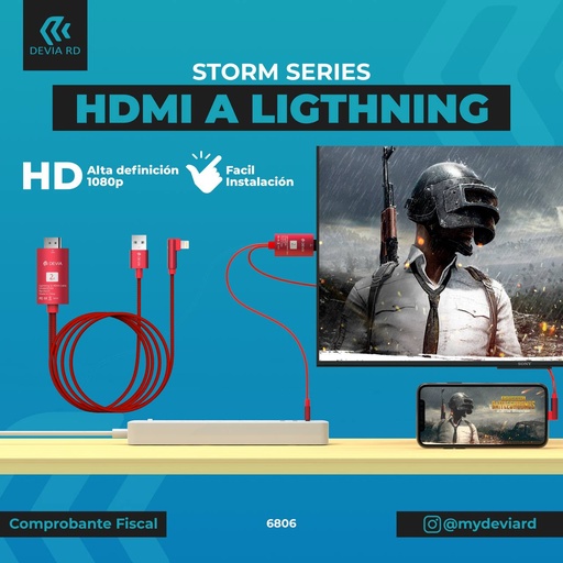 [DEVIA STORM SERIES HDMI CABLE  2k 2M To Lightning] DEVIA STORM SERIES HDMI CABLE  2k 2M To Lightning